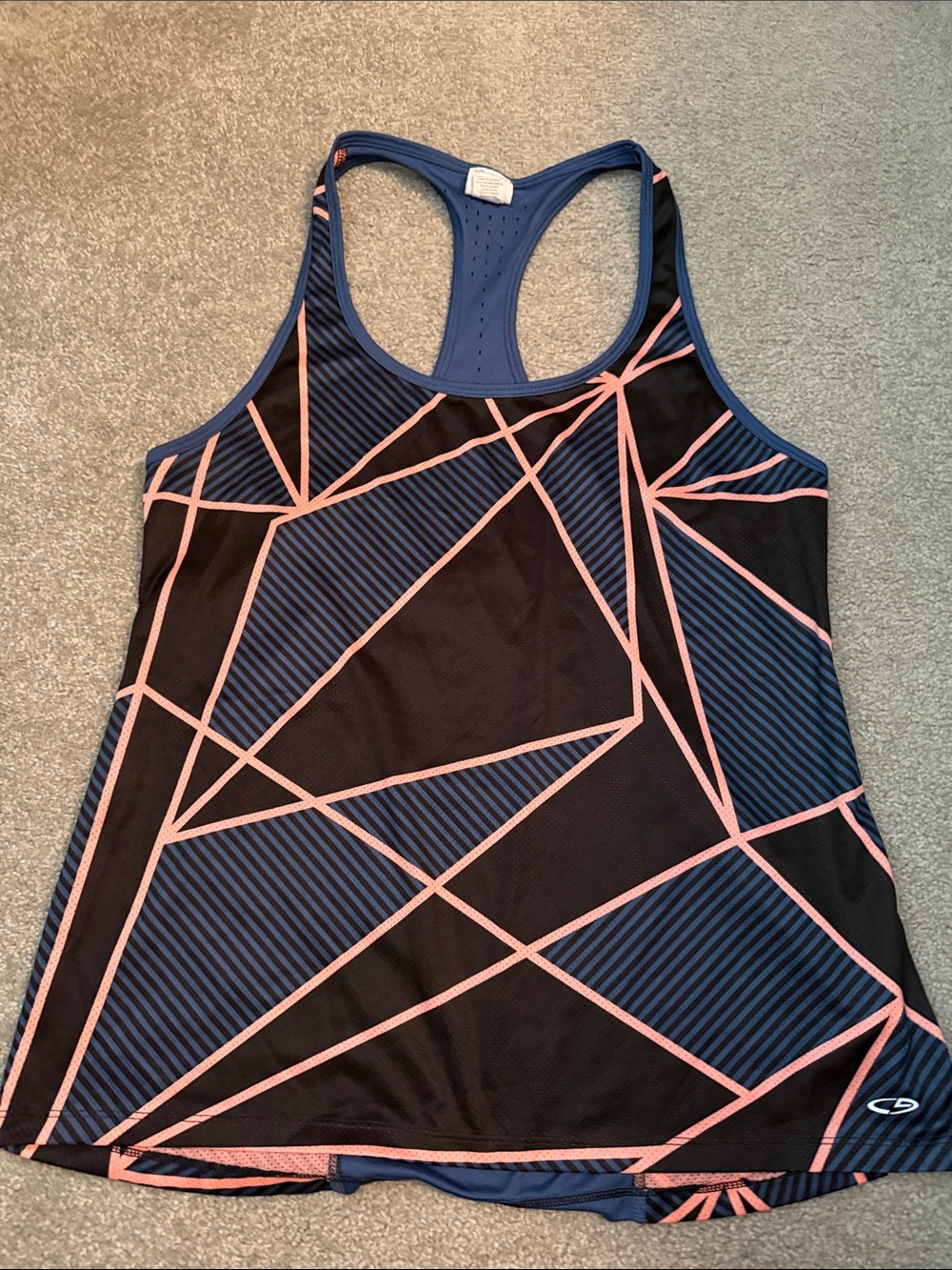 Champion Navy Blue and Pink Geometric Racerback Tank Top